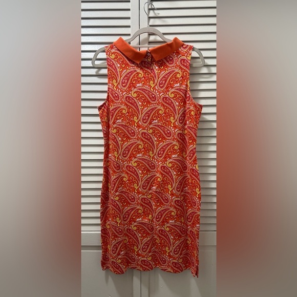 Talbots Orange Paisley Collared Midi Dress - Picture 2 of 5